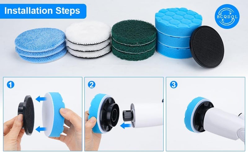 BCQDOL Electric Spin Scrubber Brush Heads Set, 12 Pack Replaceable Brush Heads for Cordless Power Scrubber, for Household Cleaning Brushes Kitchen Bathroom Floor Tile Car - Image 5